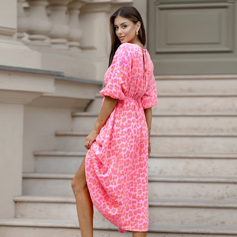 🎨 LAST DAY PROMOTION - 50%OFF💥 Women's V-Neck Printed Dress – Brushstrokes of Summer🌺