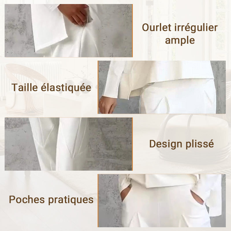 ⌛ Le prix le plus bas pour le dumping !Ensemble 2 pièces haut à manches longues et pantalon à col rond