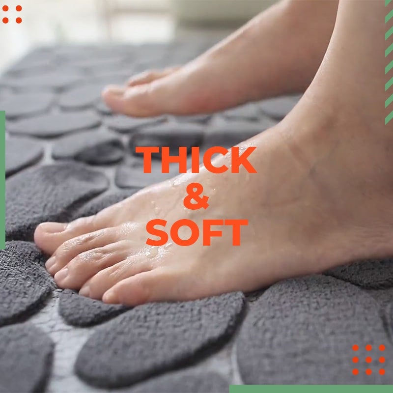 🛁 Halkfri badrumsmatta i memoryskum – Mjuk och snabbtorkande matta med 3D-stenmönster ✨