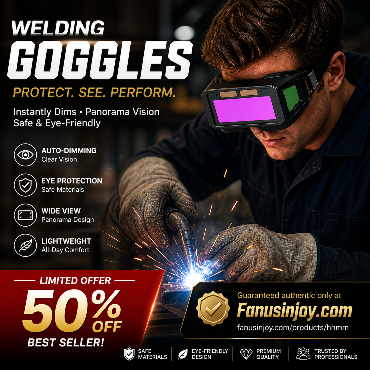 🏭 50% rabatt direkt från fabriken! 👀 Professionella verktyg för ökad säkerhet och användarvänlighet 🔥 2026 – Nya flamsäkra svetsskyddsglasögon