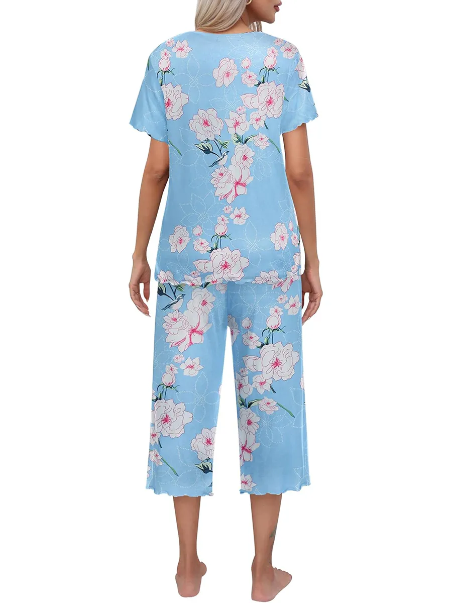⏳Limited time 50% discount💥Ensemble de vêtements de nuit Top et pantalon imprimés pour femmes