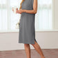 🔥Soldes d'été 50 %🌸Robe mi-longue ample fendue à col rond et poches pour femme
