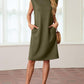 🔥Soldes d'été 50 %🌸Robe mi-longue ample fendue à col rond et poches pour femme