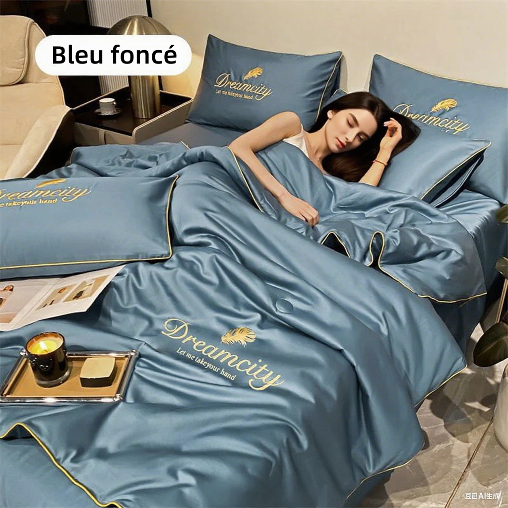 🛏Meilleurs prix pour l'été❄️Parure de lit quatre pièces en velours de haute qualité💕Confortable et rafraîchissant(🚀50% de réduction)