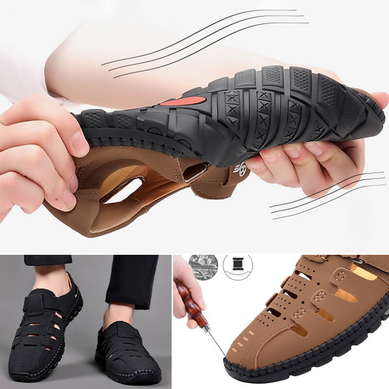 🔥Sandales en cuir PU à la mode avec des trous