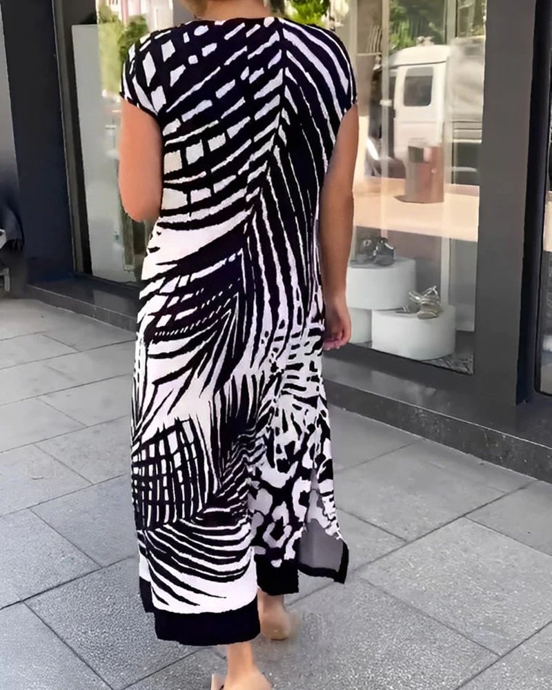 💖 Vente limitée -50% 💖 Robe décontractée à manches courtes imprimée