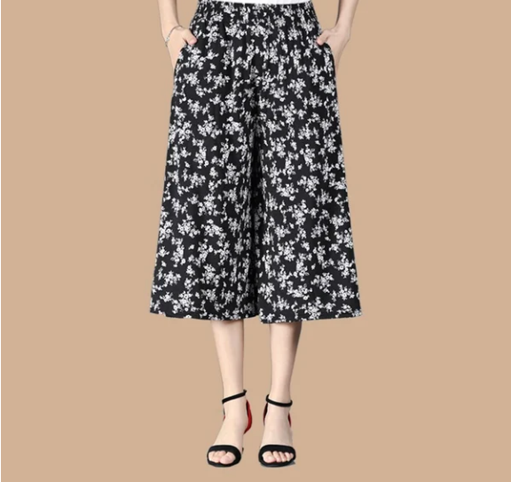 Jupe-culotte en mousseline plissée à taille haute élastique pour femmes💖