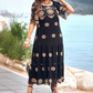 🥰 Robe d'été creuse à manches courtes, jupe longue ample imprimée