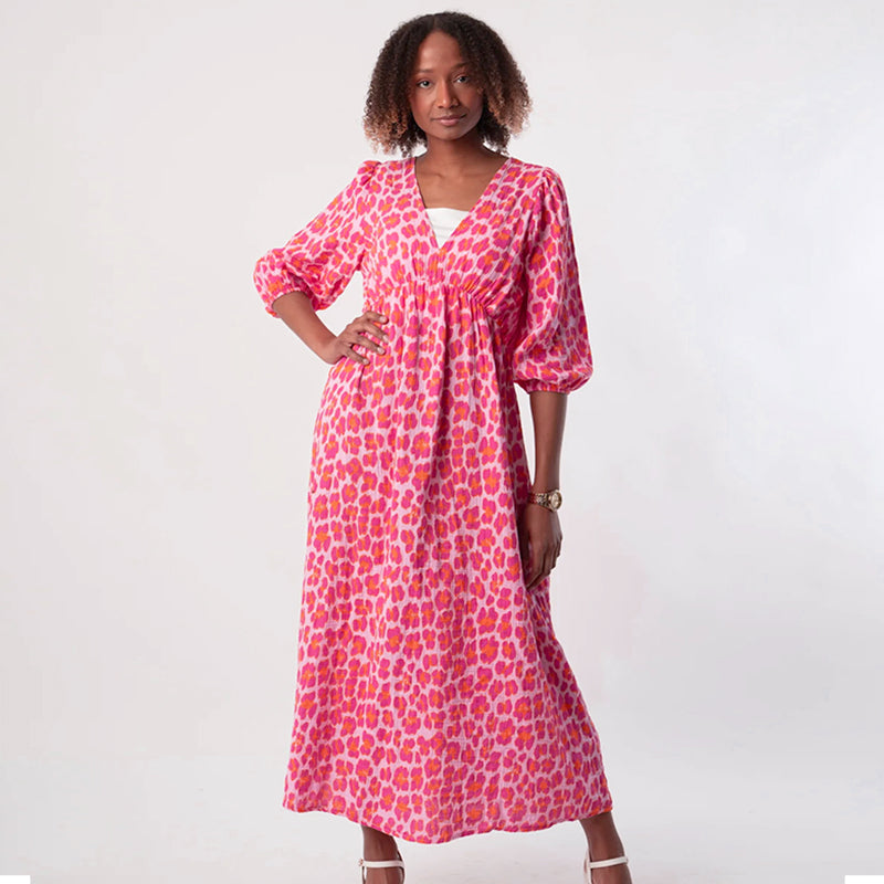 🎨 LAST DAY PROMOTION - 50%OFF💥 Women's V-Neck Printed Dress – Brushstrokes of Summer🌺