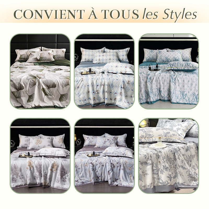 🔥Offre estivale limitée 60% de réduction 🌸 Parure de Lit 4 Pièces Florale Fraîche et Respirante
