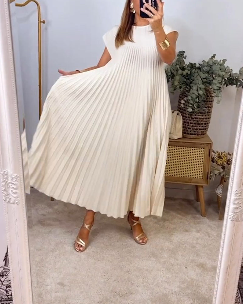 🔥VENTE CHAUDE🔥Robe sans manches plissée, simple et unie