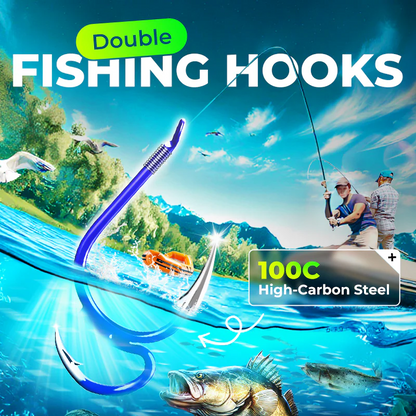 🎁Köp 1 få 1 gratis🔥🎣 Klassiska, vassa dubbelkrokar — Dubbelkrokar av högkolstål med nålspets