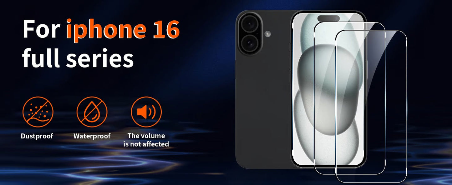 Protection d'écran en verre trempé 4K HD/Anti-Peeping avec élimination automatique de la poussière pour iPhone