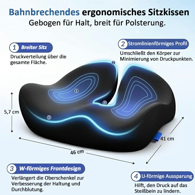🔥💺Le coussin de siège en mousse à mémoire de forme le plus confortable de 2025 - Soulage les douleurs du dos et du coccyx !