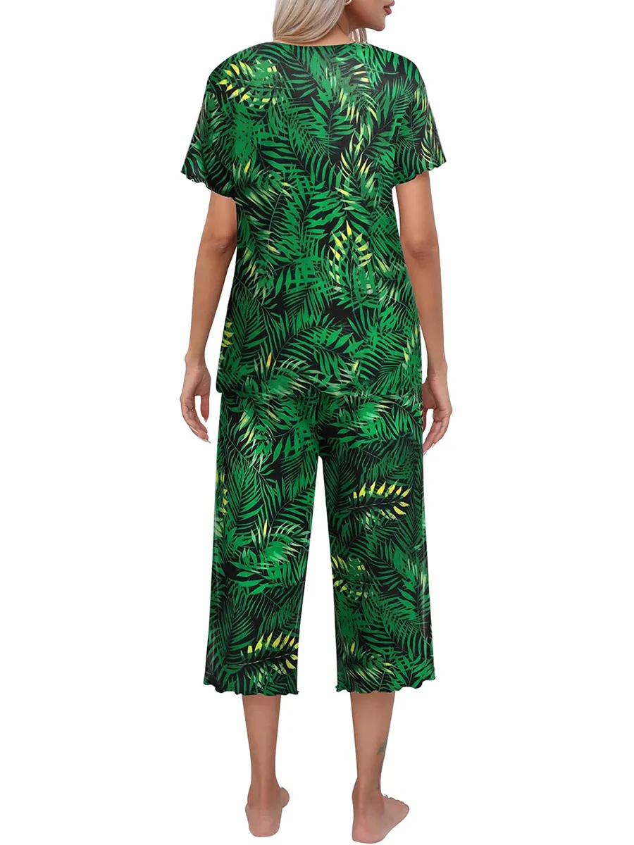 ⏳Limited time 50% discount💥Ensemble de vêtements de nuit Top et pantalon imprimés pour femmes