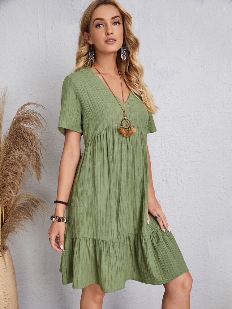 👚💃Robe fluide décontractée à nouer à la taille