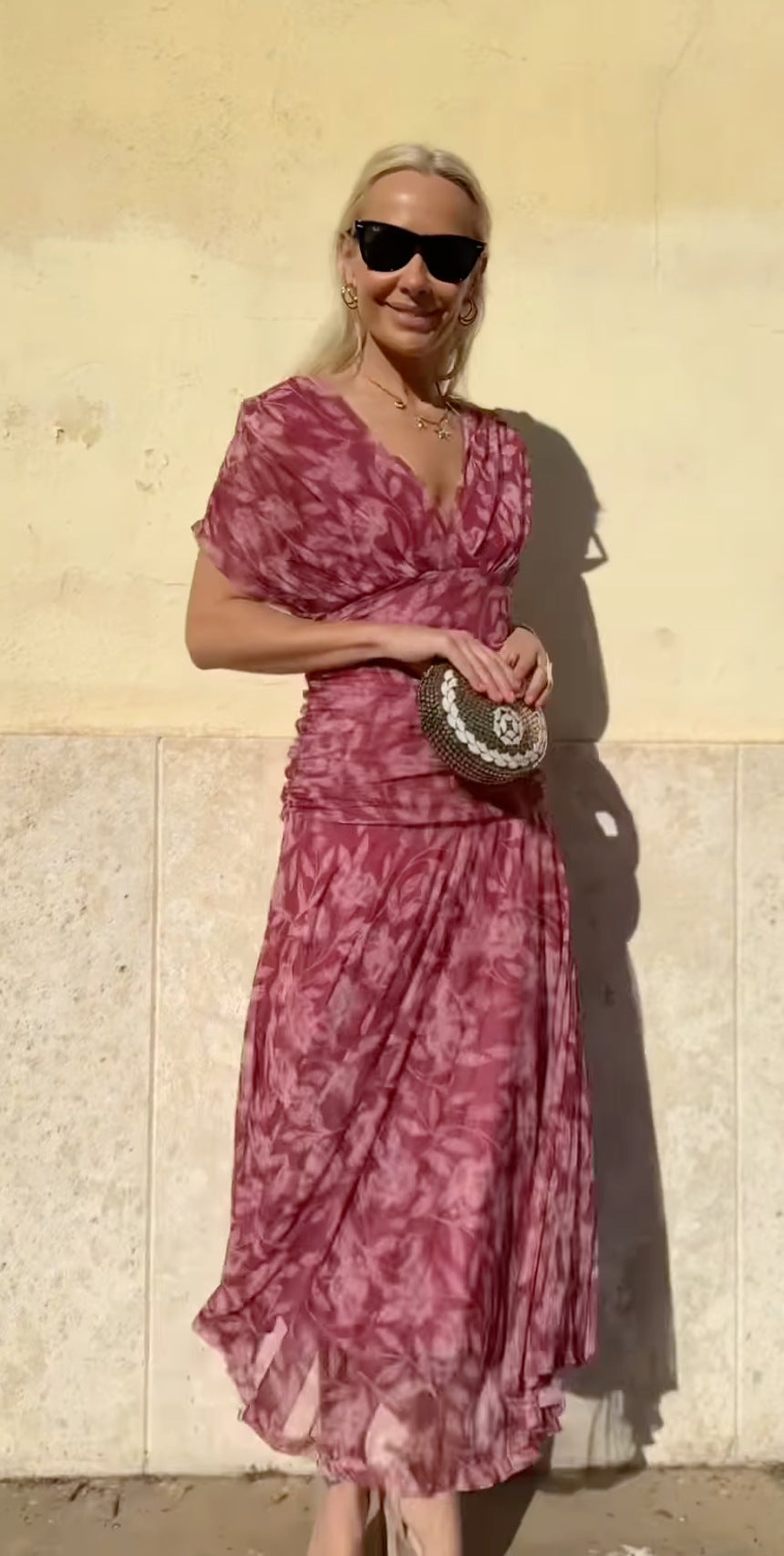 Robe élégante en maille avec motif floral pour femmes