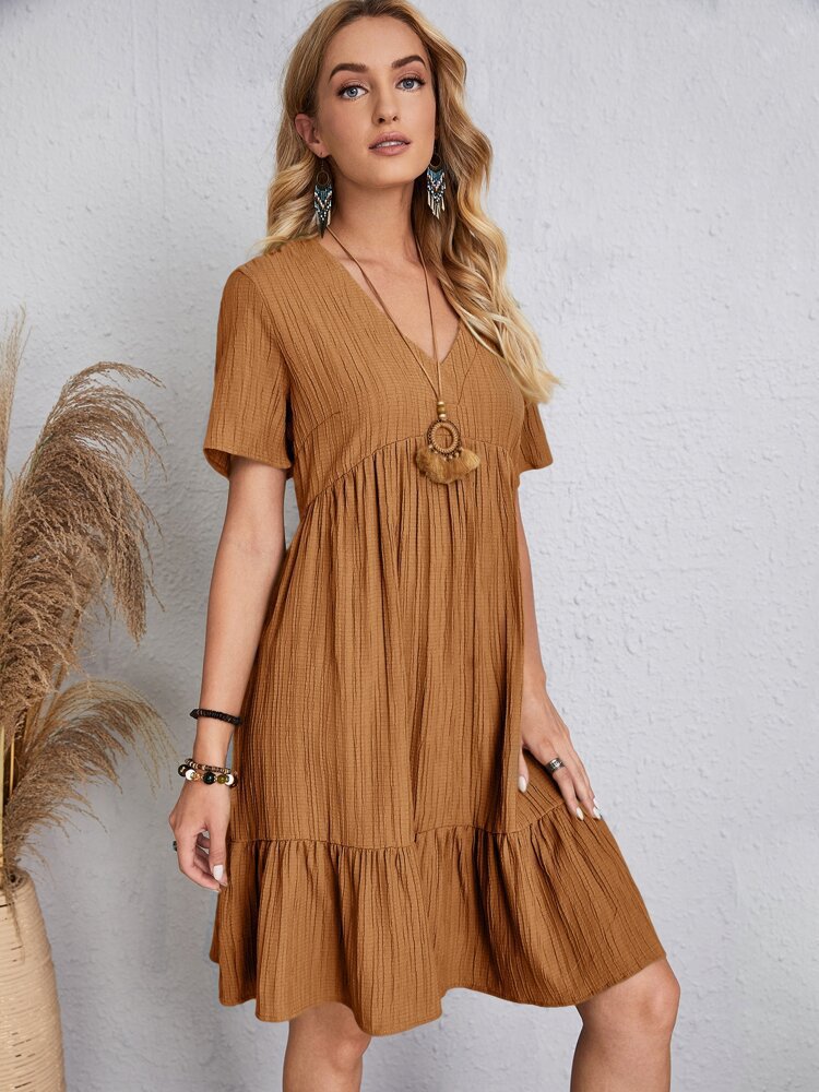 👚💃Robe fluide décontractée à nouer à la taille