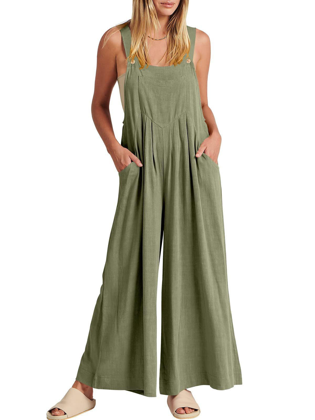 💝 Combinaison sans manches pour femmes avec jambes larges et poches