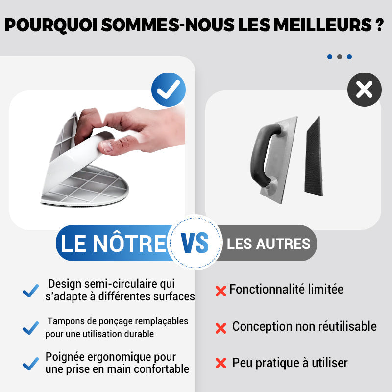 Outil de Ponçage Multifonctionnel Semi-Circulaire avec Papier Abrasif 🛠️✨ | Idéal pour Coins et Surfaces Courbes