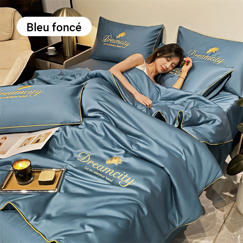⏳Offre spéciale à durée limitée⌛Parure de lit quatre pièces en velours de haute qualité💕Confortable et rafraîchissant