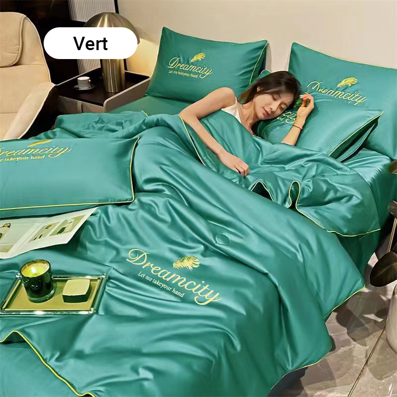 ⏳Offre spéciale à durée limitée⌛Parure de lit quatre pièces en velours de haute qualité💕Confortable et rafraîchissant