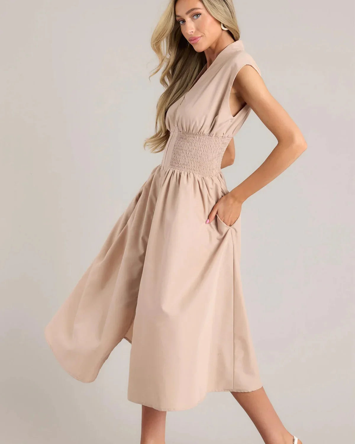 💃Vente à chaud 50⏰Robe longue élégante à col en V et fendue pour femmes👗
