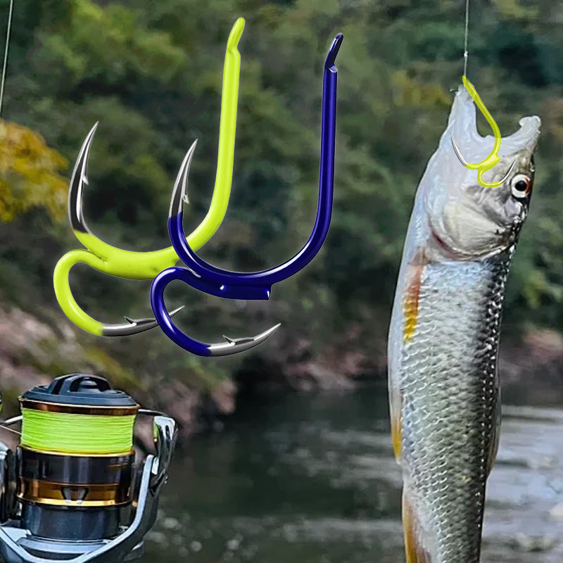 🎁Köp 1 få 1 gratis🔥🎣 Klassiska, vassa dubbelkrokar — Dubbelkrokar av högkolstål med nålspets