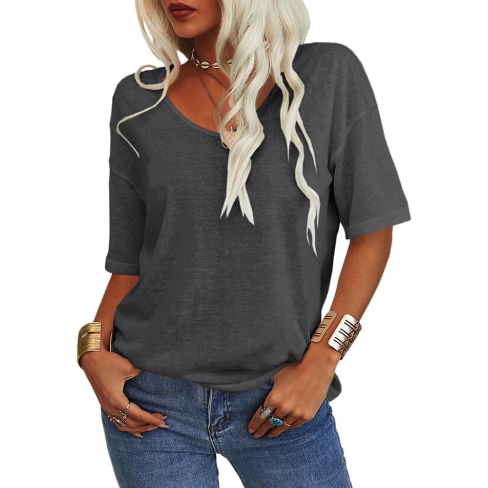 🔥Dernier jour 51% de réduction🔥T-shirt à Col V Uni pour
