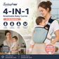 👶🧺 4-i-1 ventilerande mesh-bärsele – flexibla bärlägen för småbarn, bekväm och praktisk för vardagen 💕✨