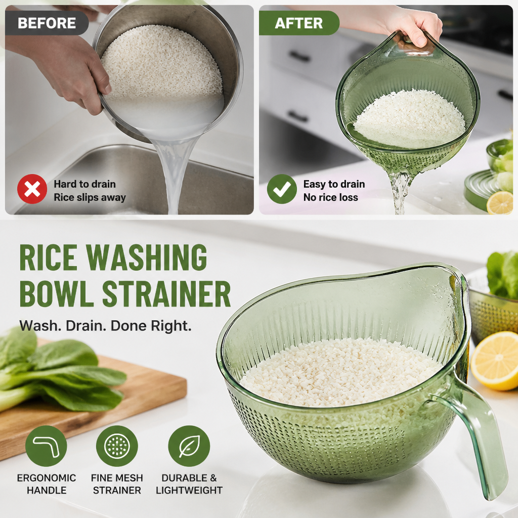🍚 50% RABATT ✨ Smart rissköljningsskål med finmaskig sil – förenklar matlagningen