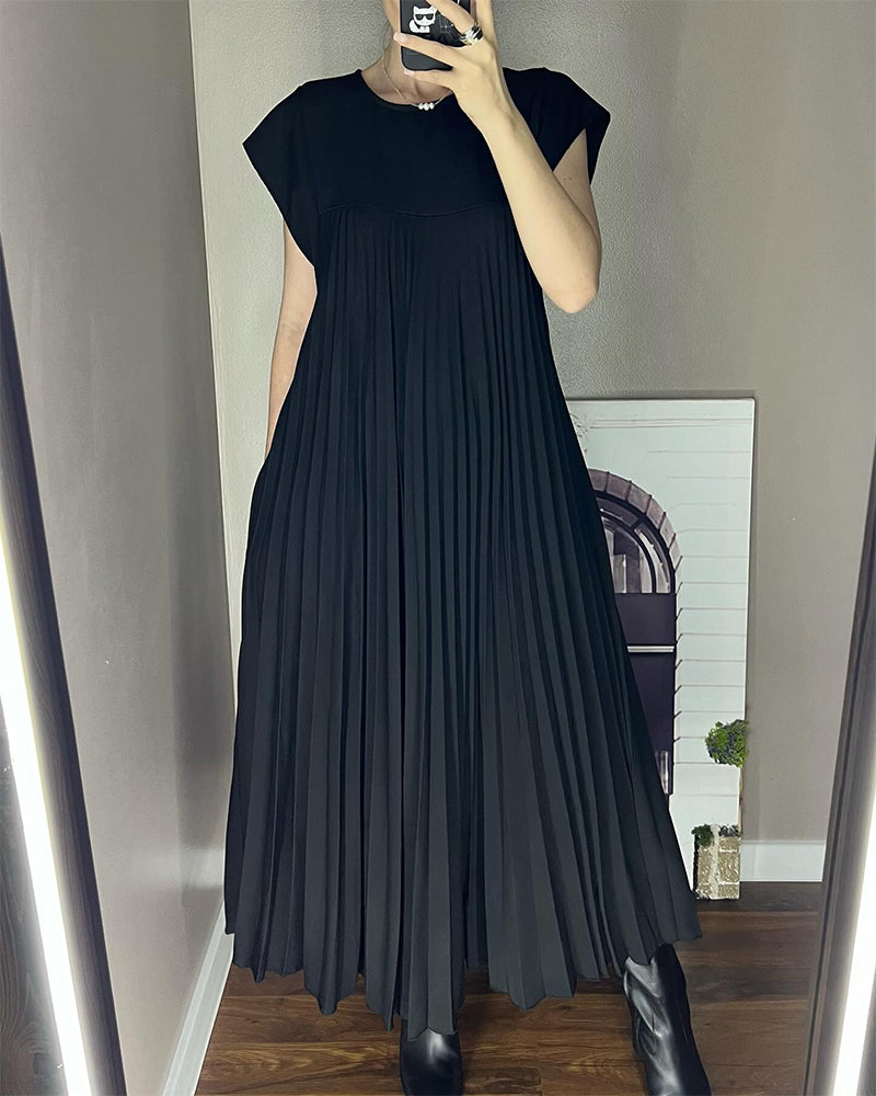 🔥VENTE CHAUDE🔥Robe sans manches plissée, simple et unie