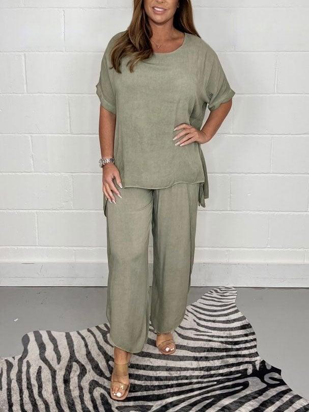 ❤️‍🔥Ensemble 2 pièces décontracté en coton et lin de couleur unie pour femme🔥