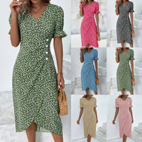 🌷51% DE RÉDUCTION🌷Robe imprimée florale à col en V pour femme