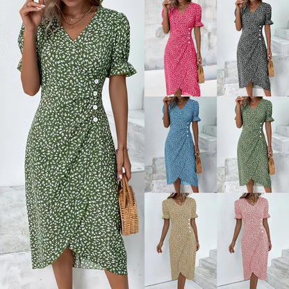 🌷51% DE RÉDUCTION🌷Robe imprimée florale à col en V pour femme