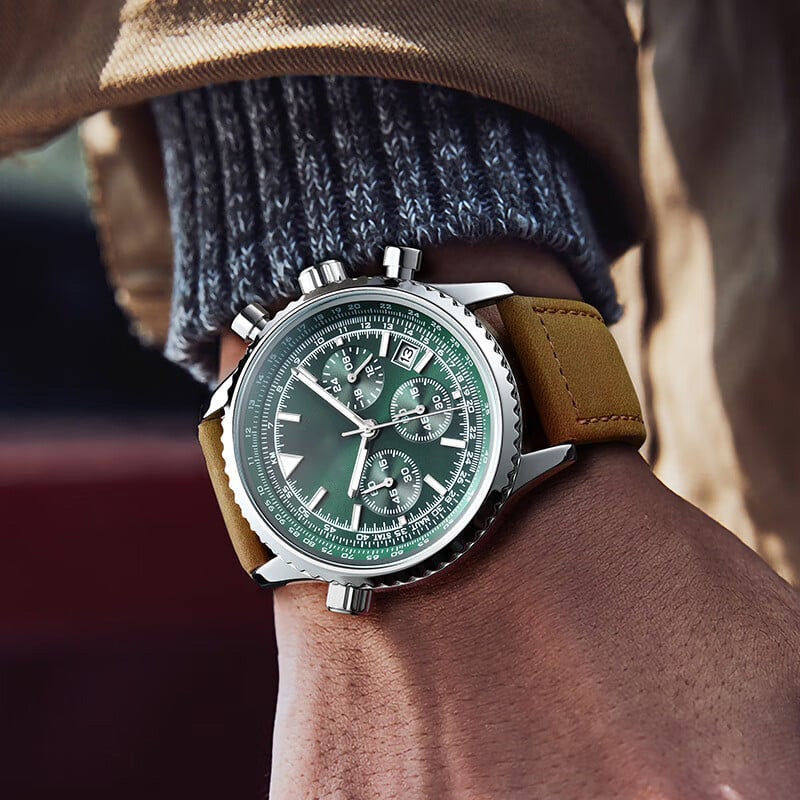 Montre quartz analogique multifonction chronographe étanche pour homme avec date