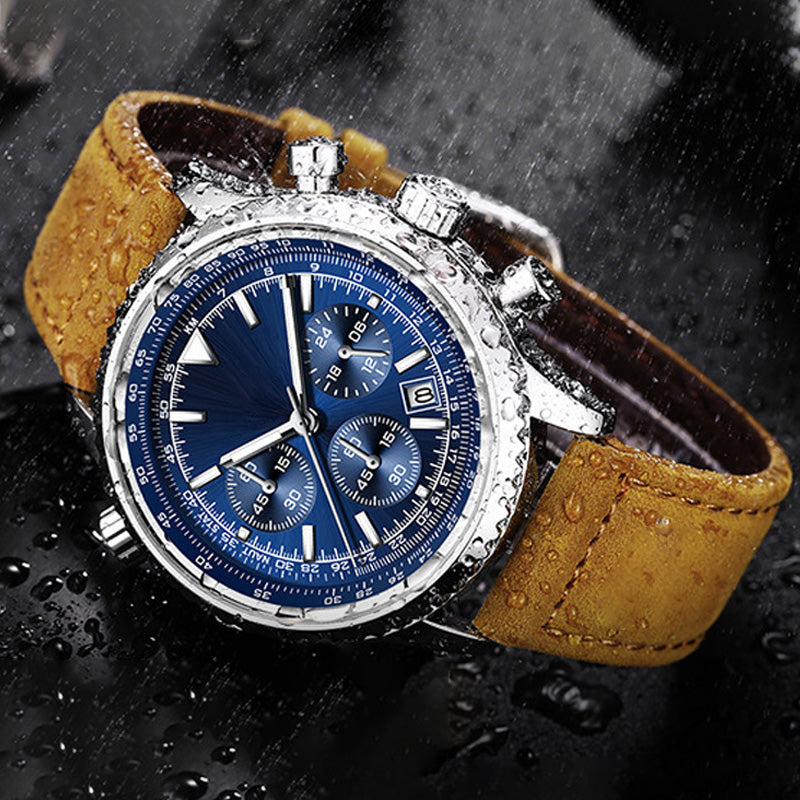 Montre quartz analogique multifonction chronographe étanche pour homme avec date