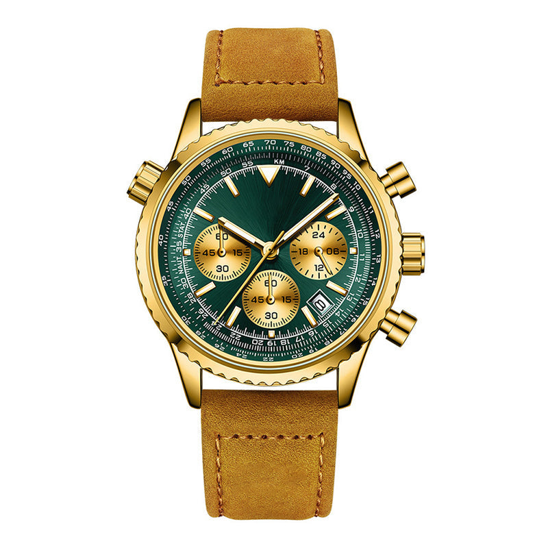 Montre quartz analogique multifonction chronographe étanche pour homme avec date