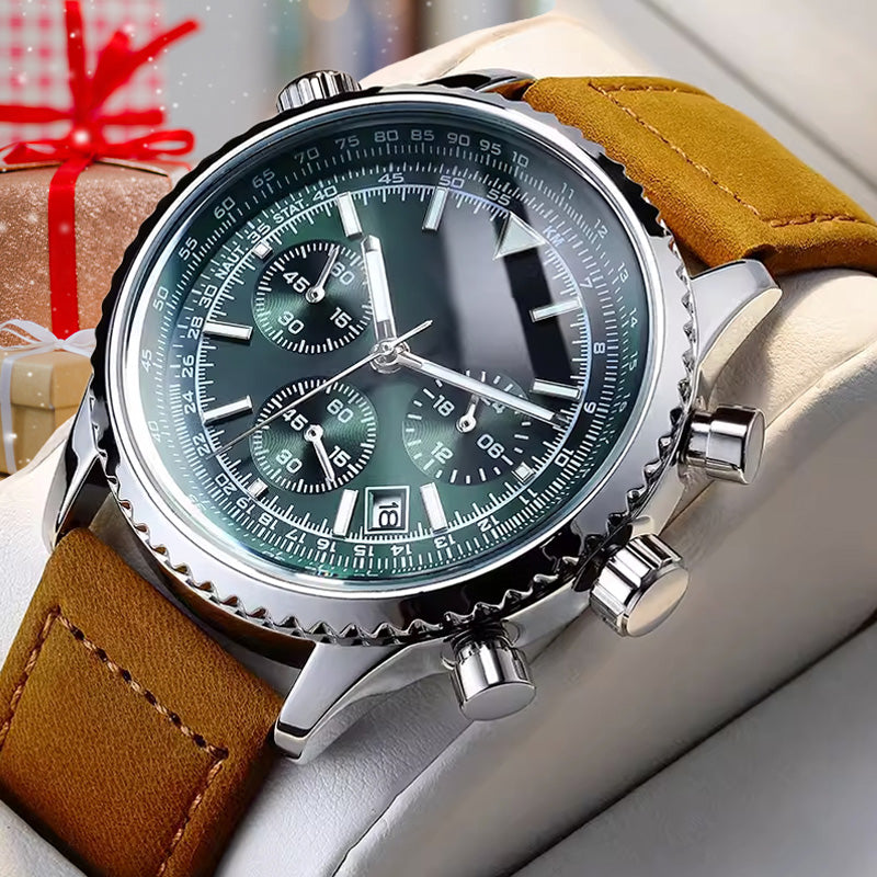 Montre quartz analogique multifonction chronographe étanche pour homme avec date