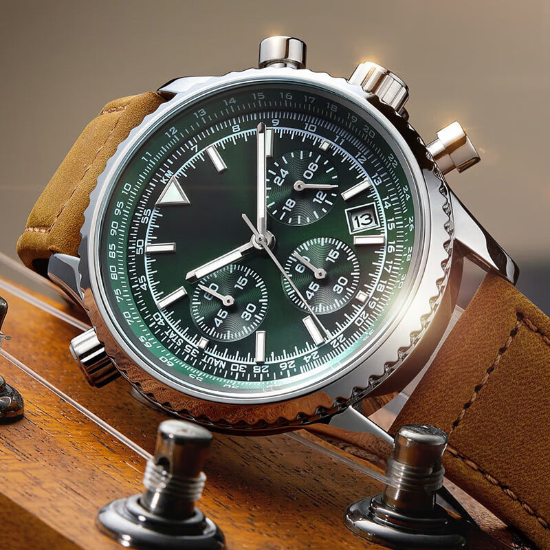 Montre quartz analogique multifonction chronographe étanche pour homme avec date