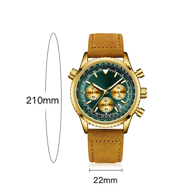 Montre quartz analogique multifonction chronographe étanche pour homme avec date