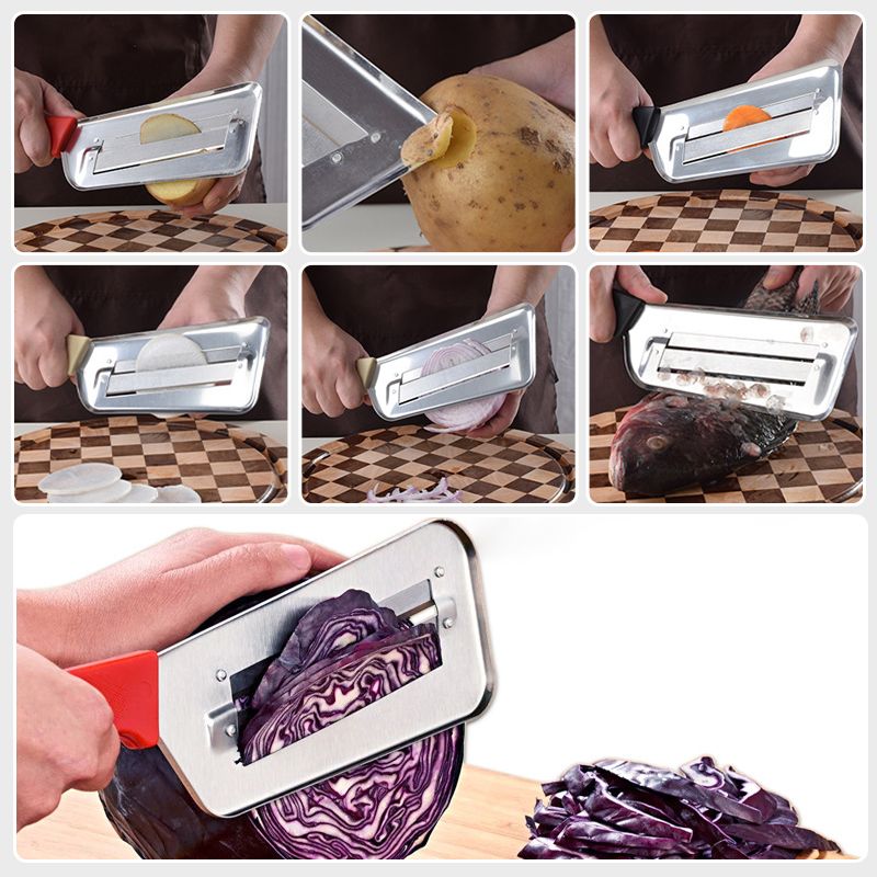Trancheur double couche en acier inoxydable - Meilleur cadeau de cuisine