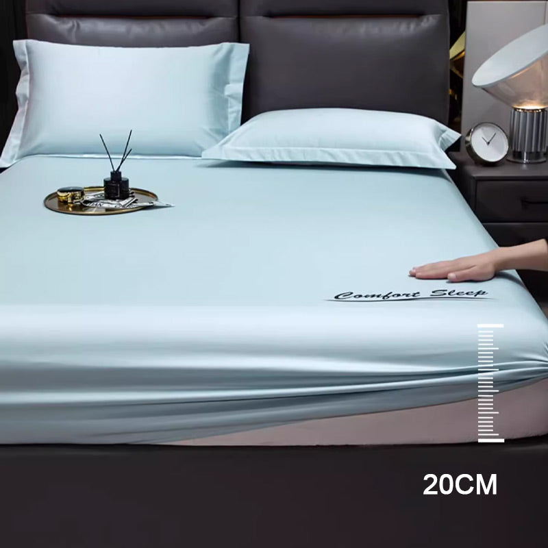 Drap-housse de lit soyeux rafraîchissant par glace d'été, housse d'oreiller