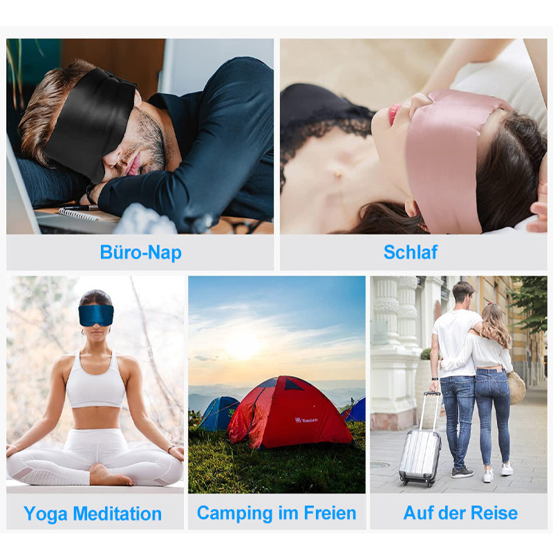 Masque de sommeil en soie artificielle douce et rafraîchissante