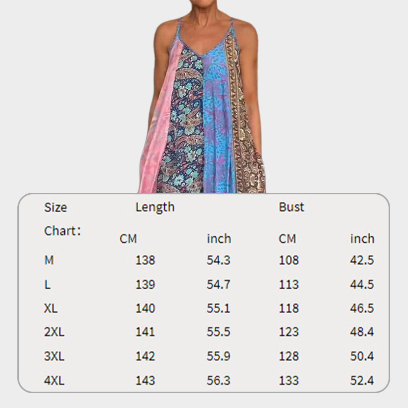 Robe longue relaxante à bretelles spaghetti imprimée pour femmes