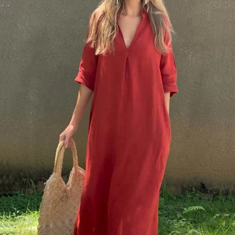 ✨Robe fendue élégante à col en V✨