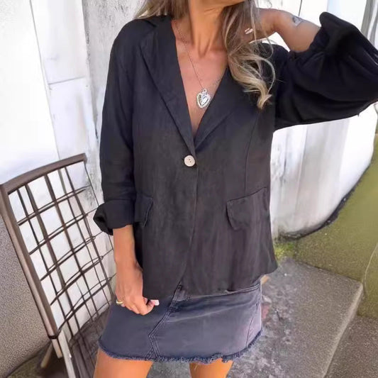 2025 Nouvelle conception✨Blazer léger d'été en coton et lin pour femmes