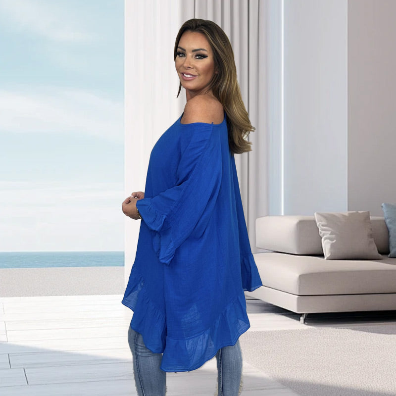 🔥 Vente chaude 2025 🔥Blouses amples plissées à épaules dénudées pour femme
