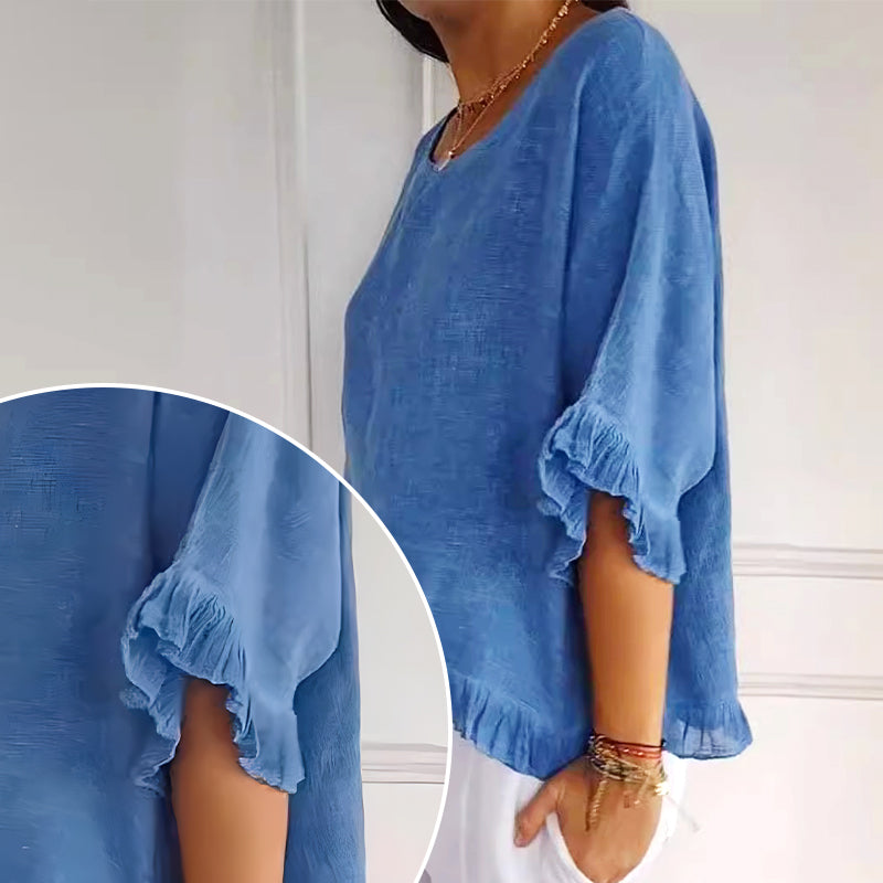 Haut d'Été en Coton et Lin à Coupe Ample