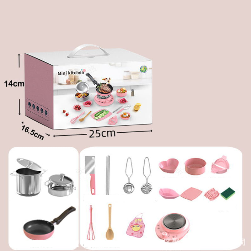 👧🏻 50% REA NU! 🎁 Mini-Köksleksak 22-delars Set - Äkta Ljud & Belysning, Perfekt Present för Barns Kreativa Lek 🍳✨